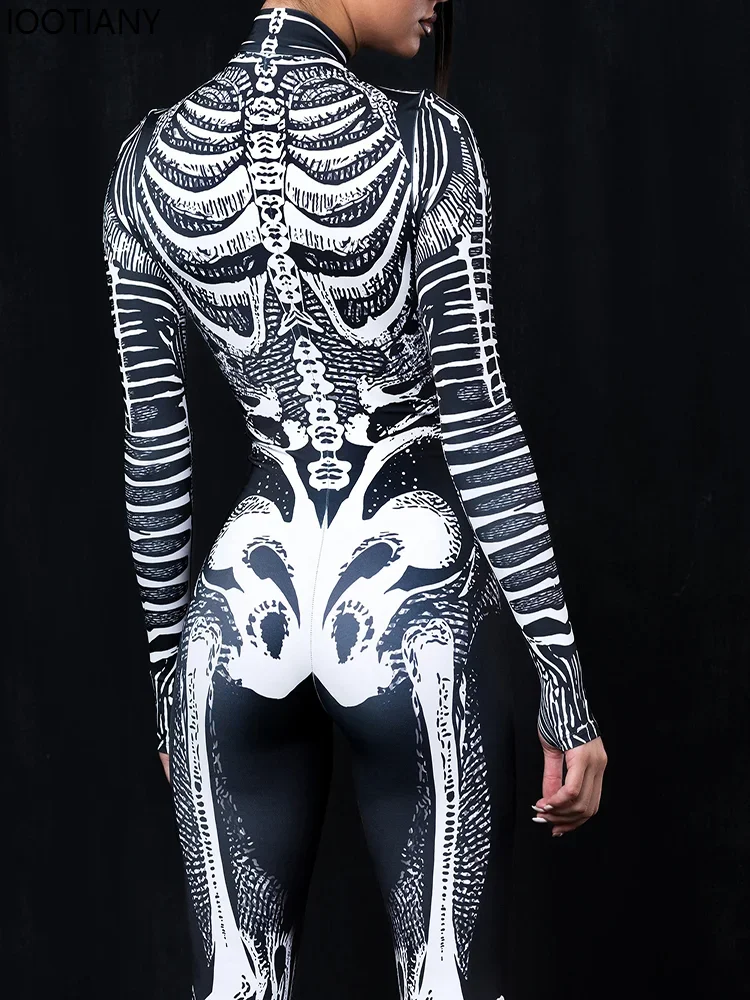 بدلة كوسبلاي للجنسين مطبوعة على شكل جمجمة للهالوين مثيرة بهيكل عظمي زومبي بدلة كوسبلاي للعطلات بدلة رعب للحفلات كرنفال