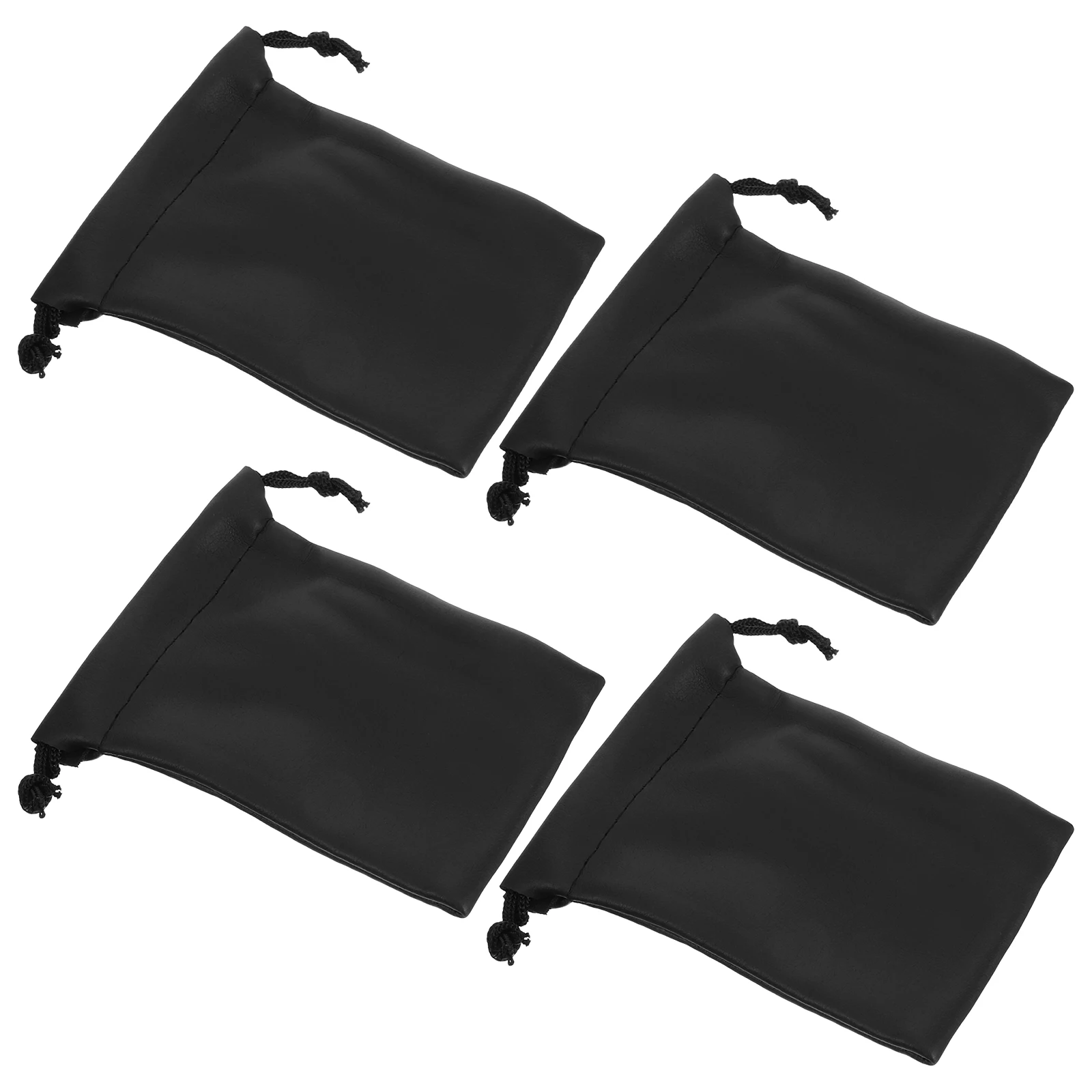 4 Pcs Microphone Bag PU Material Splashproof Drawstring Storage Case Travel Mic Organizer Protective Pouch