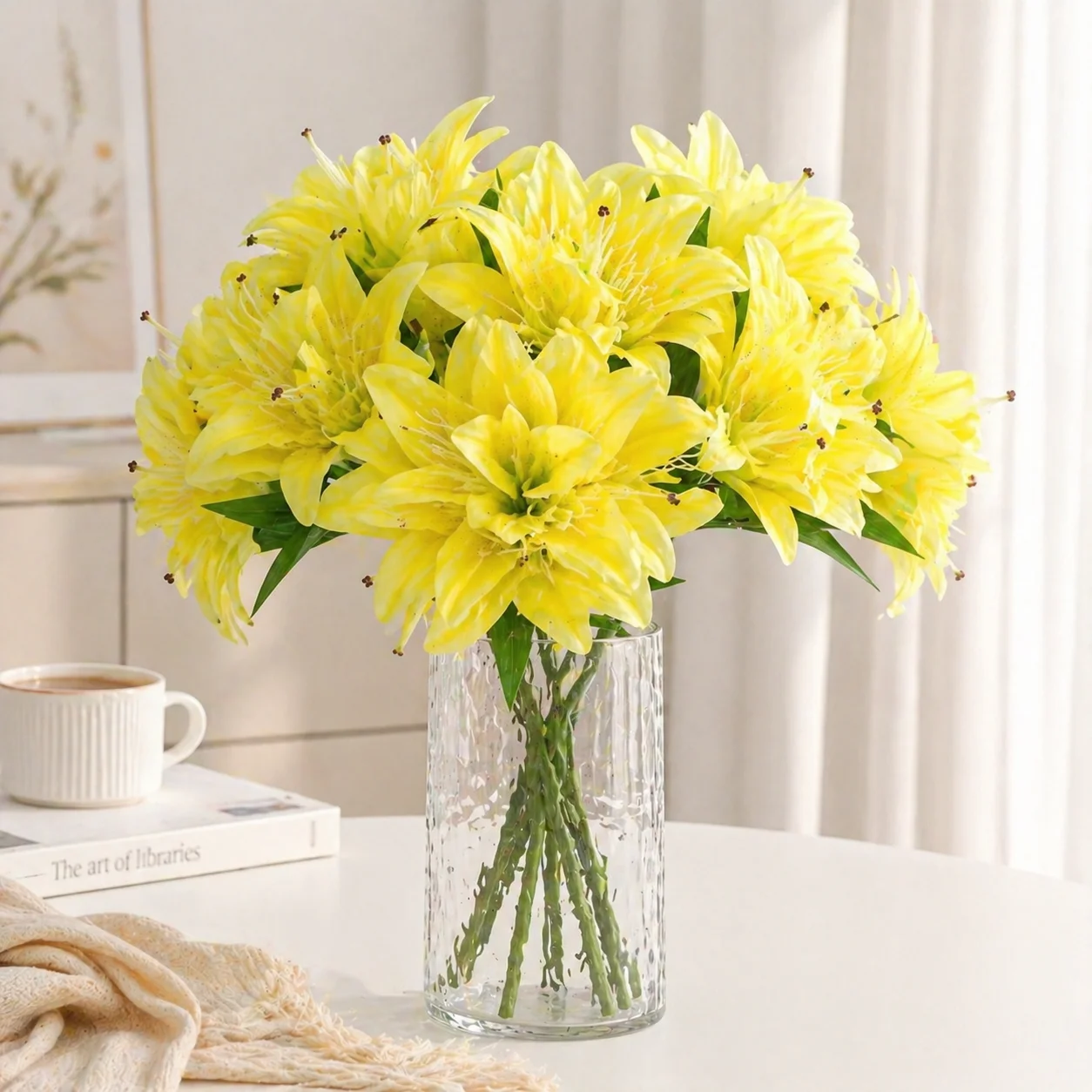 33 cm Künstlicher Lilienstrauß 3D-Gedruckte Realistische Lilien-Blumen für Wohnzimmer Schlafzimmer Arbeitszimmer Neujahr Heimdekoration – Detail 5