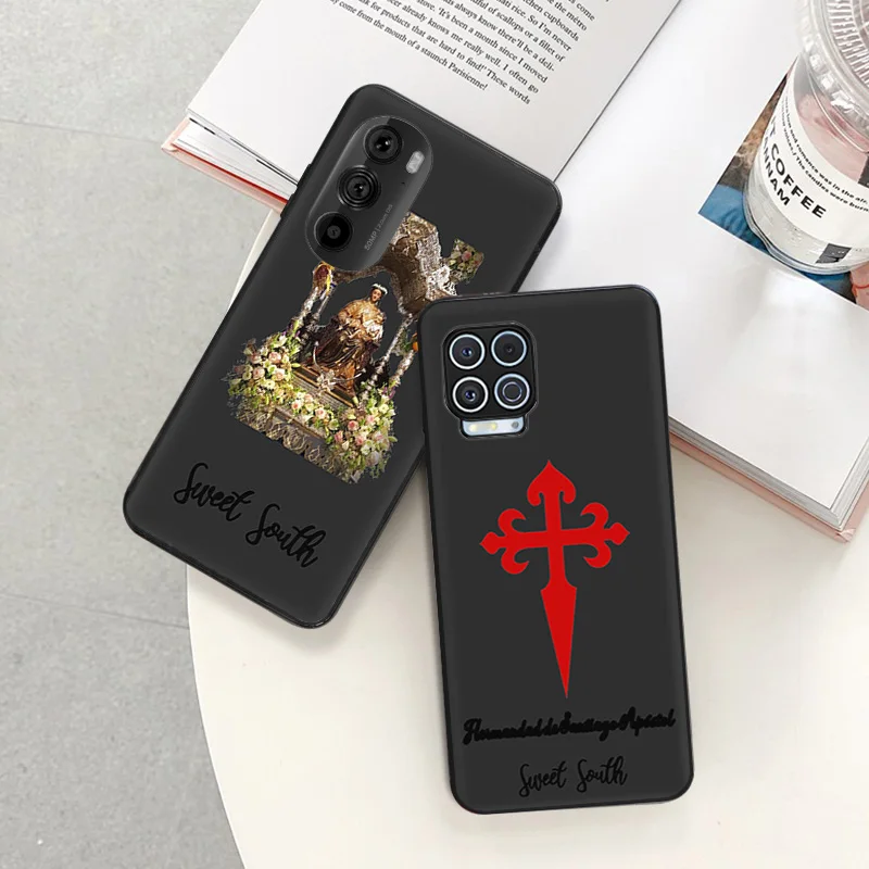 Phone Case For Motorola G71 G73 G72 G53 G52 G32 G22 G60 G51 G50 G31 G30 G9 Virgin Mary Jesus Church Black Soft Protective Cover