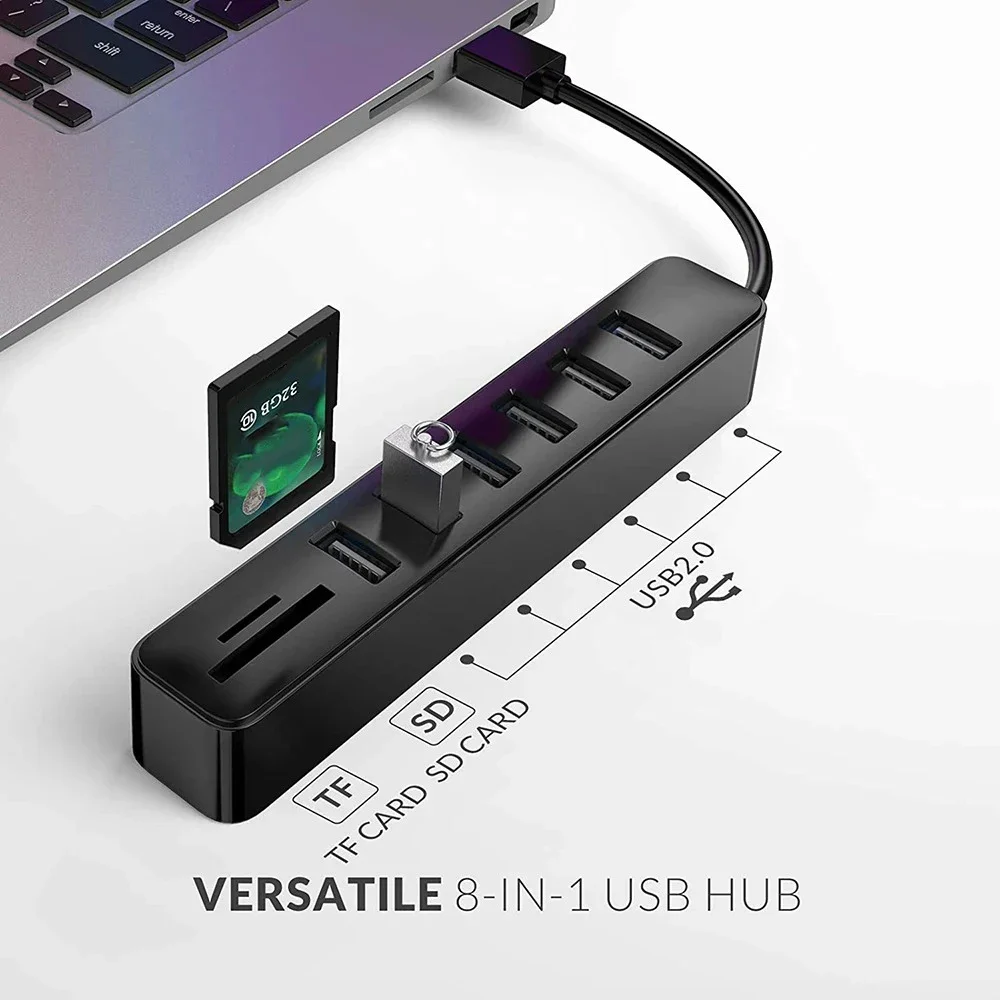 

8 IN 1 USB HUB USB 2.0 HUB USB Card Readers Adapter OTG Adapter Support SD TF High Speed Data Transfer For PC Laptop Macbook