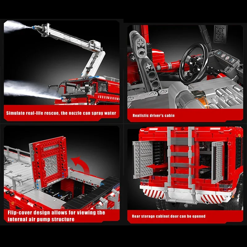 MOULDKING 6653 шт. пневматический спасательный автомобиль в аэропорту, строительные блоки, электрический MOC с дистанционным управлением, техническая сборка, игрушки, автомобиль 19004