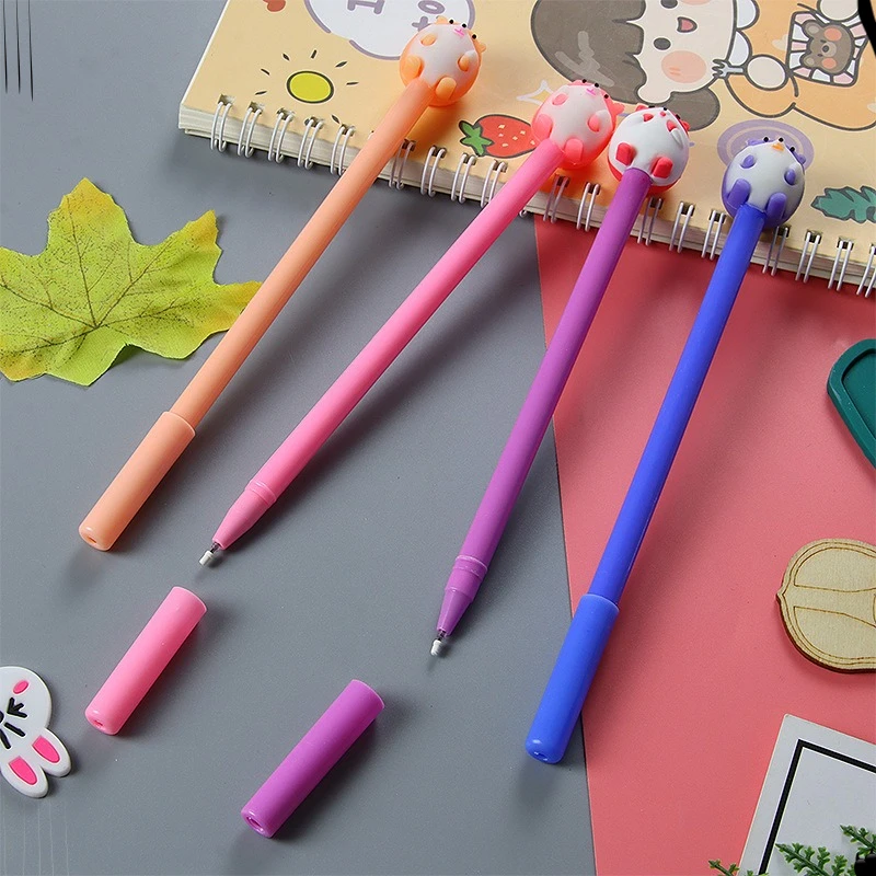 12 Pcs Cartoon Gel Pens Set for Students Creative Learning Stationery Pen Cute Hamster Prize Gift Back To School