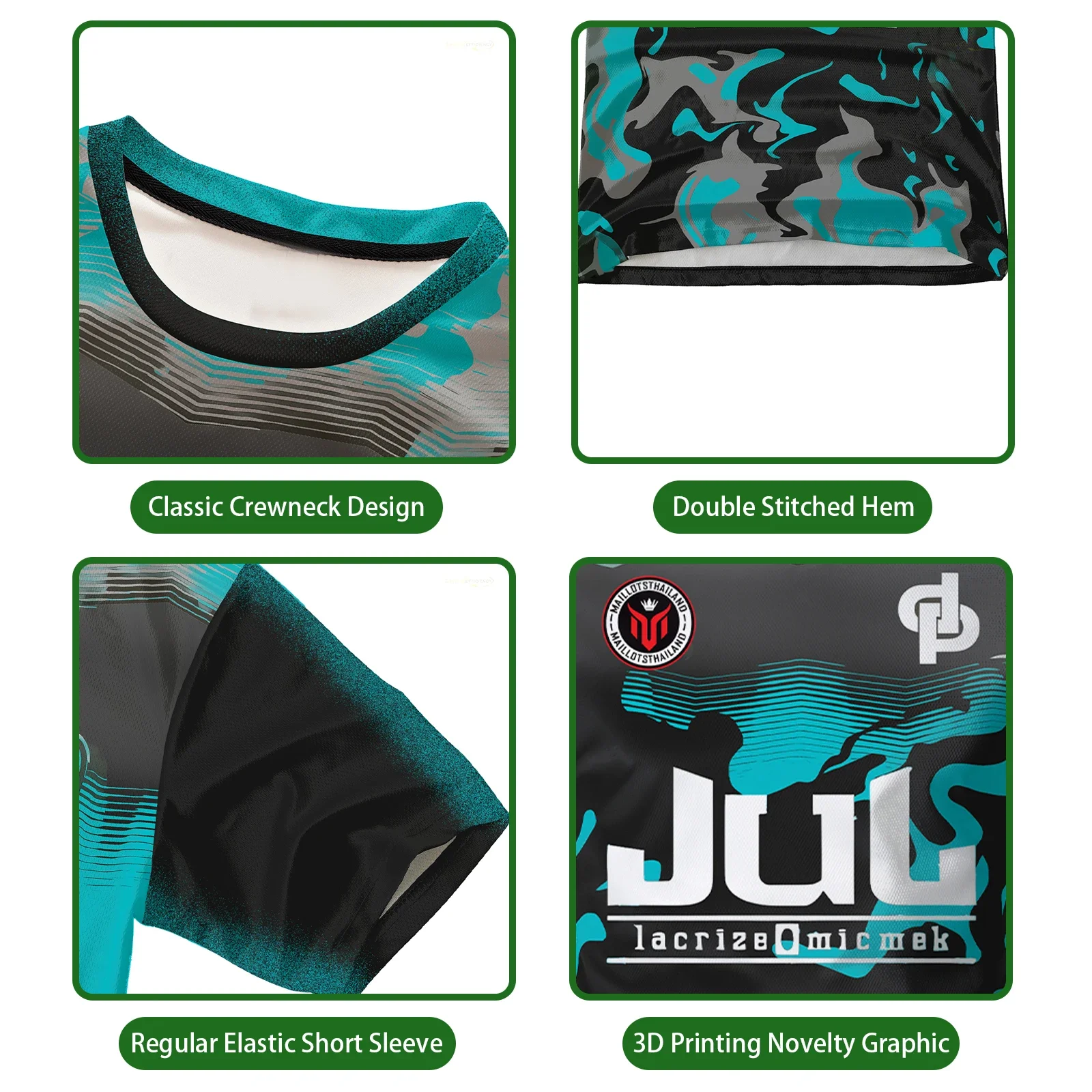 JUL Tchikita Jugend-Fußballtrikot mit Rundhalsausschnitt, 3D-Druck, modisches, atmungsaktives, schnelltrocknendes Sport-T-Shirt für Mannschaftstraining – Detail 4