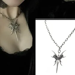 Europe and America Silver Color Skull Cross Necklace UNISEX Cool and Handsome Motorcycle Jewelry Necklace