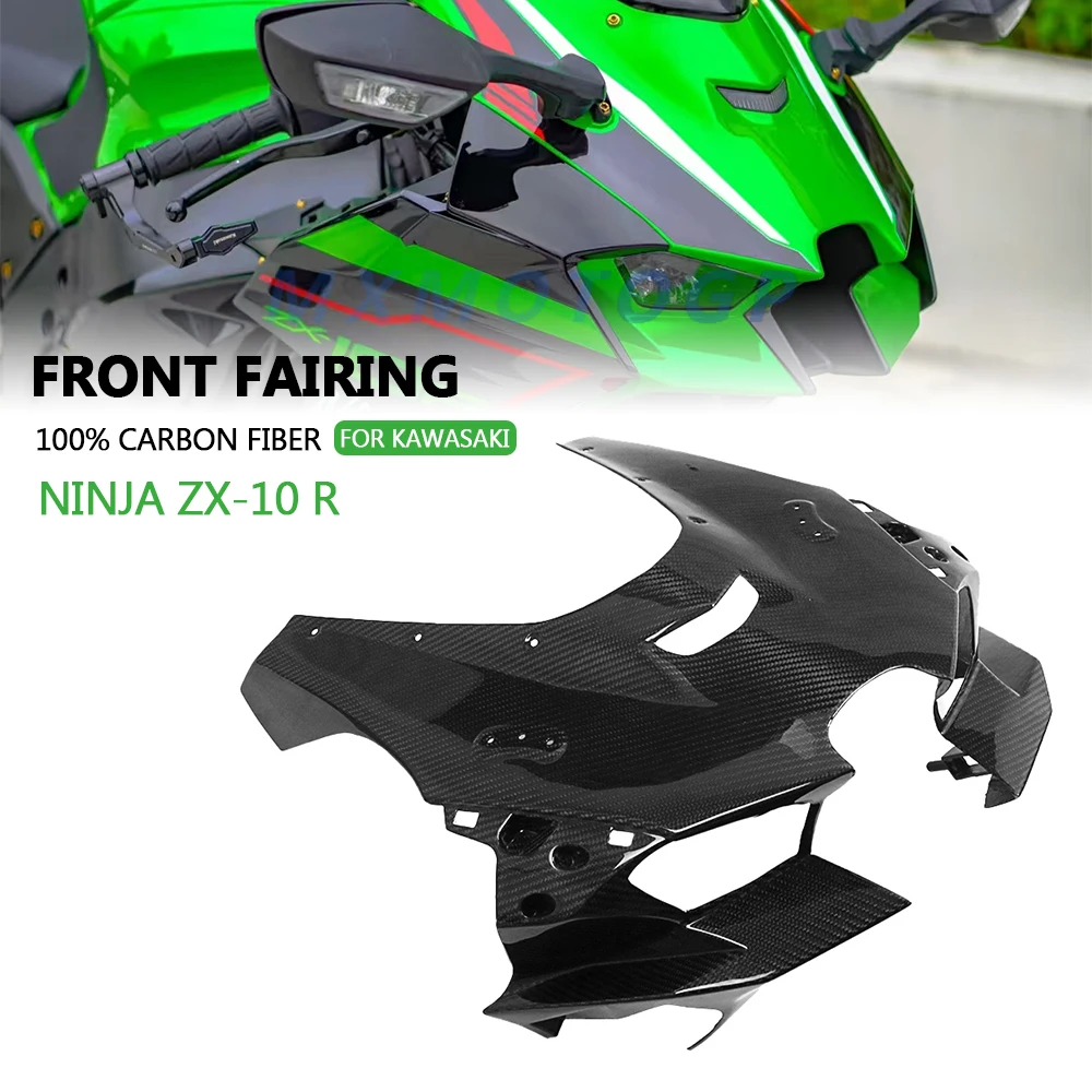 

For Kawasaki NINJA ZX-10 R ZX10R ZX 10R 2021 2022 2023 2024 2025 100% Carbon Fiber Front Fairing Motorcycle Accessories