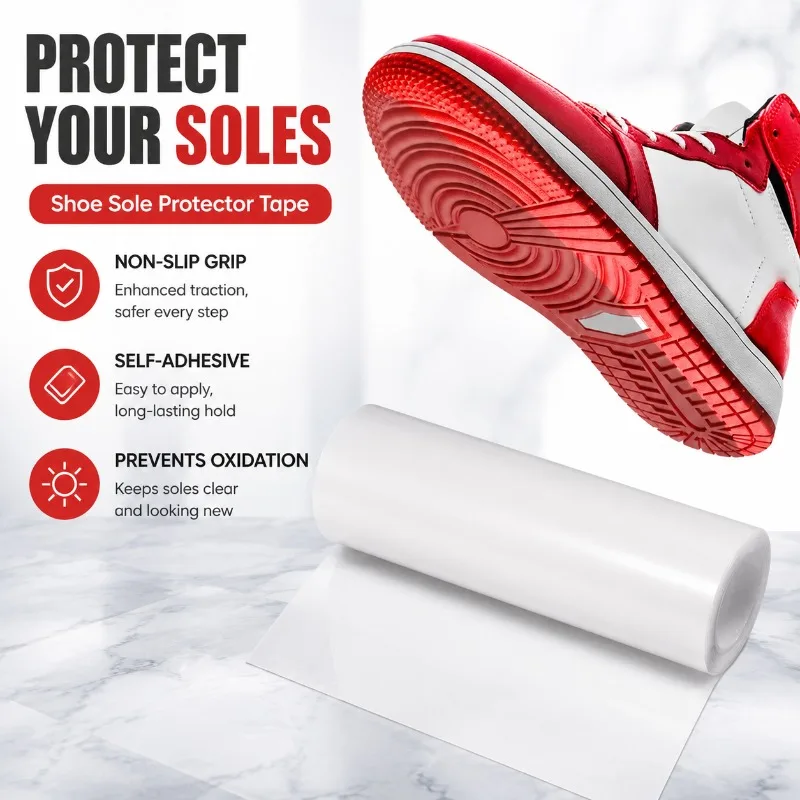Self-Adhesive Shoe Sole Protector for Sneakers High Heels, Non-Slip Transparent Outsole Repair Tape Prevents Oxidation