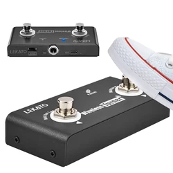 Lekato pedal sintonizador de página sem fio, pedal de efeito de guitarra, suporte de página, looper para guitarra, smartphones, tablet, sem fio externo