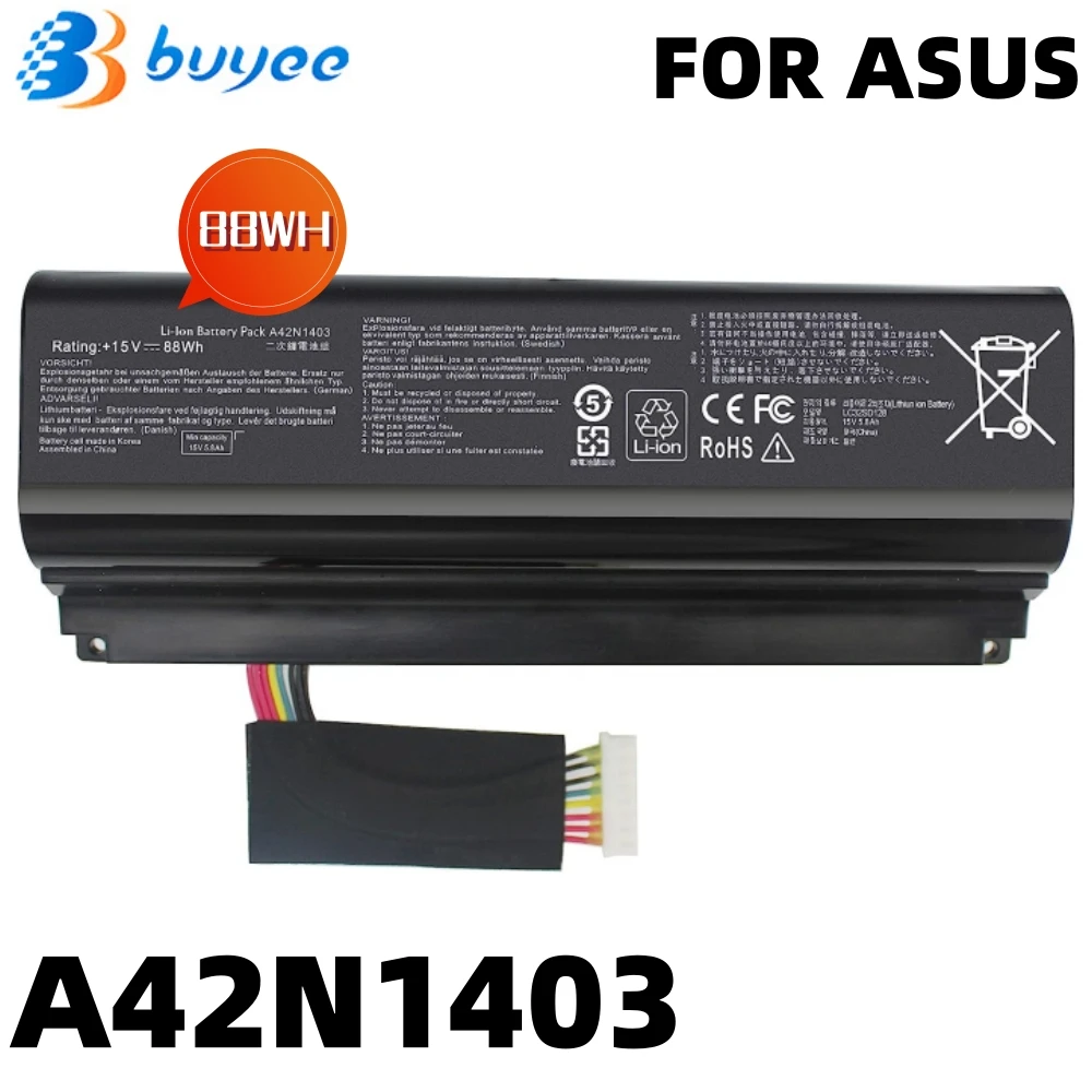 

15V 88WH A42N1403 Laptop Battery For Asus ROG G751 G751JL G751JM G751JY GFX71 GFX71JY GFX71JT Series Notebook A42LM9H