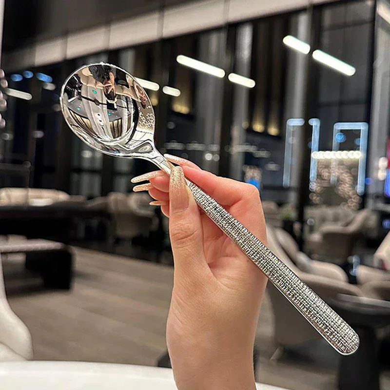 Cuchara de acero inoxidable 304, cucharadas de mango largo, olla caliente, cucharón de sopa, cuchara para fideos Ramen, vajilla de acampada, utensilios de cocina