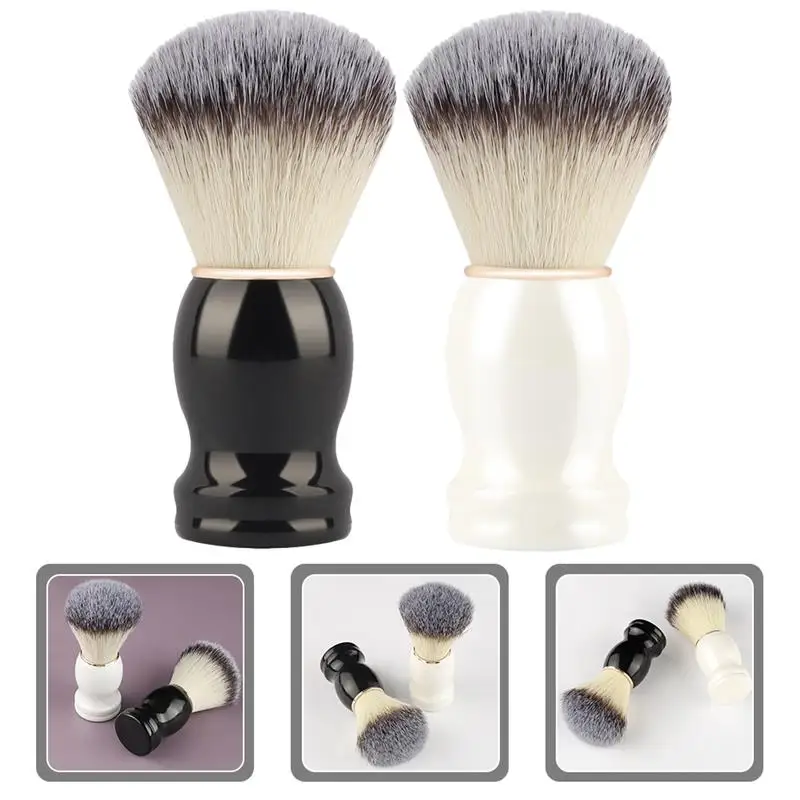 

2Pcs Beard Shaving Brush Makeup brushes Wooden Handle Bristle Hair Salon Barber Soap Foam Shave Men Facial Cleaning Tools