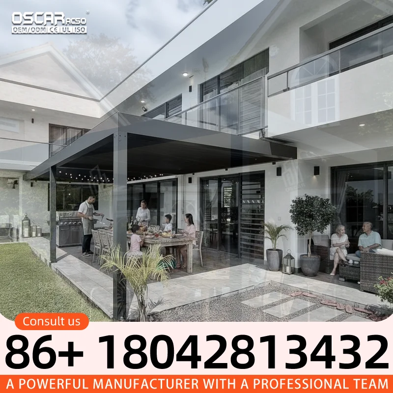 Outdoor Bioclimatic Louvred Aluminium Roof for Patio Garden Poolside Terrace Waterproof Sunshade Decoration pergola