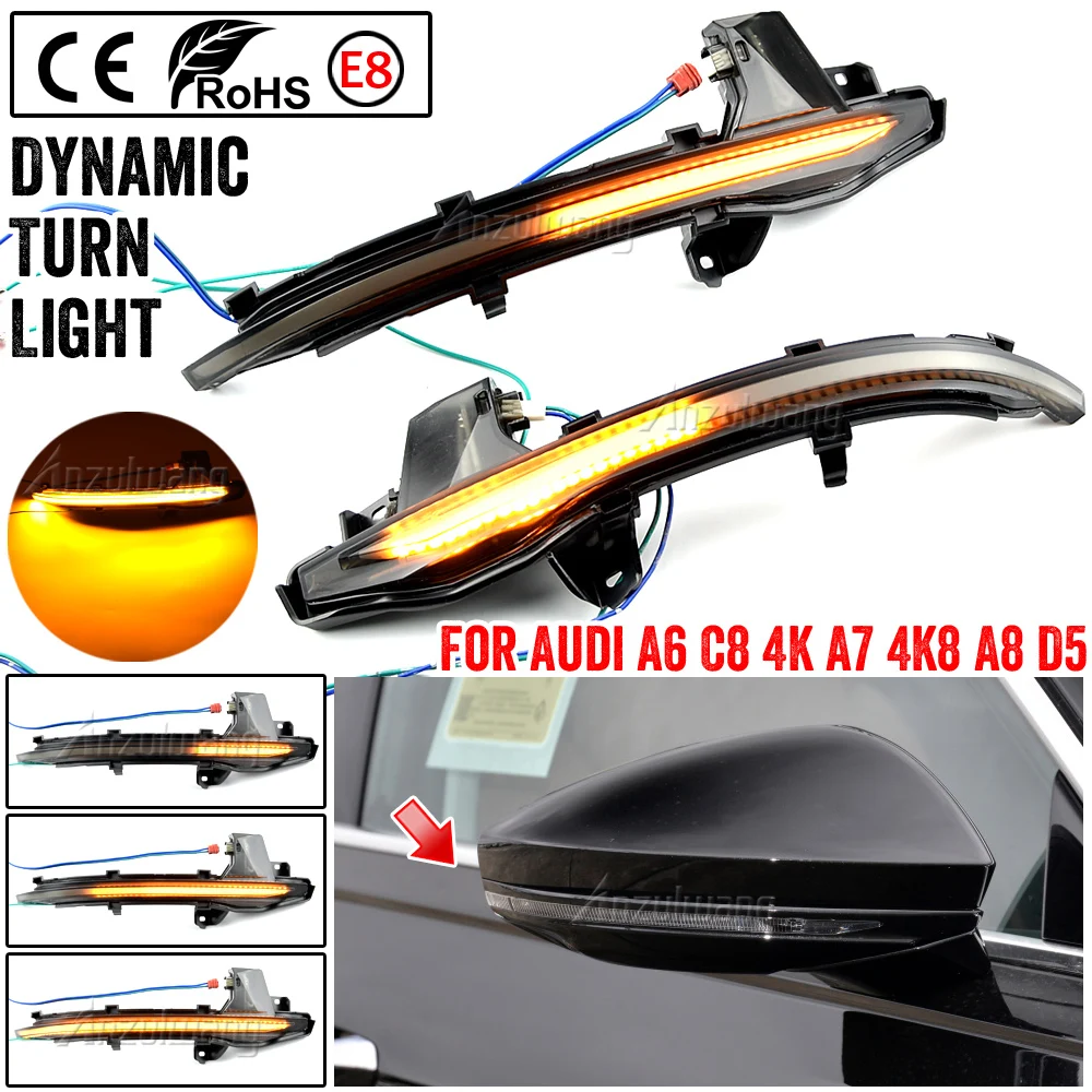 

Dynamic Turn Signal Light LED Side Rearview Mirror Blinker Sequential Indicator Lamp For Audi A6 C8 4K A7 4K8 A8 D5 2018 2019