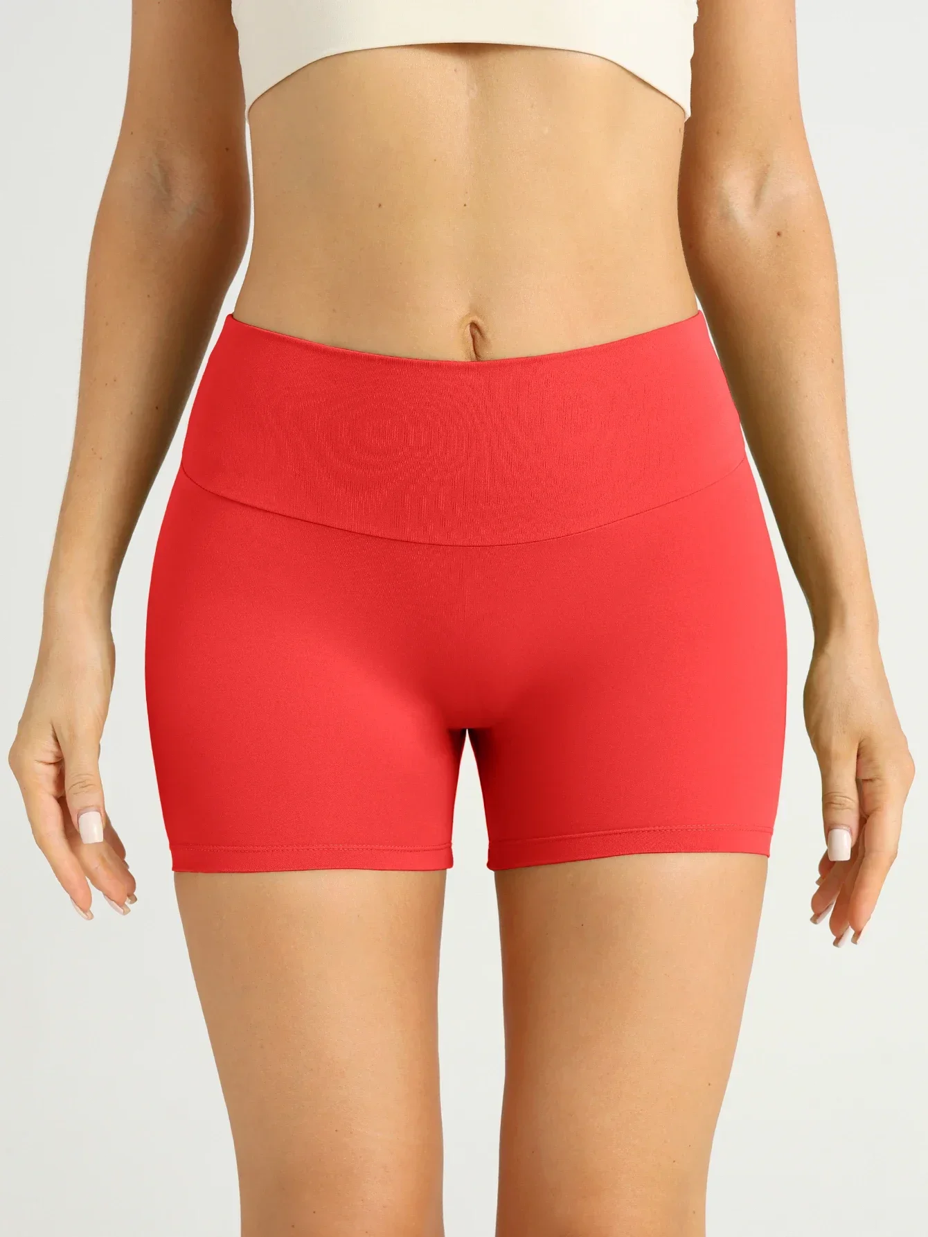 Women's Yoga Running Fitness Sports Shorts,High Waist Elastic Breathable,Naked Feeling Slimming,Lady's Gym Shorts