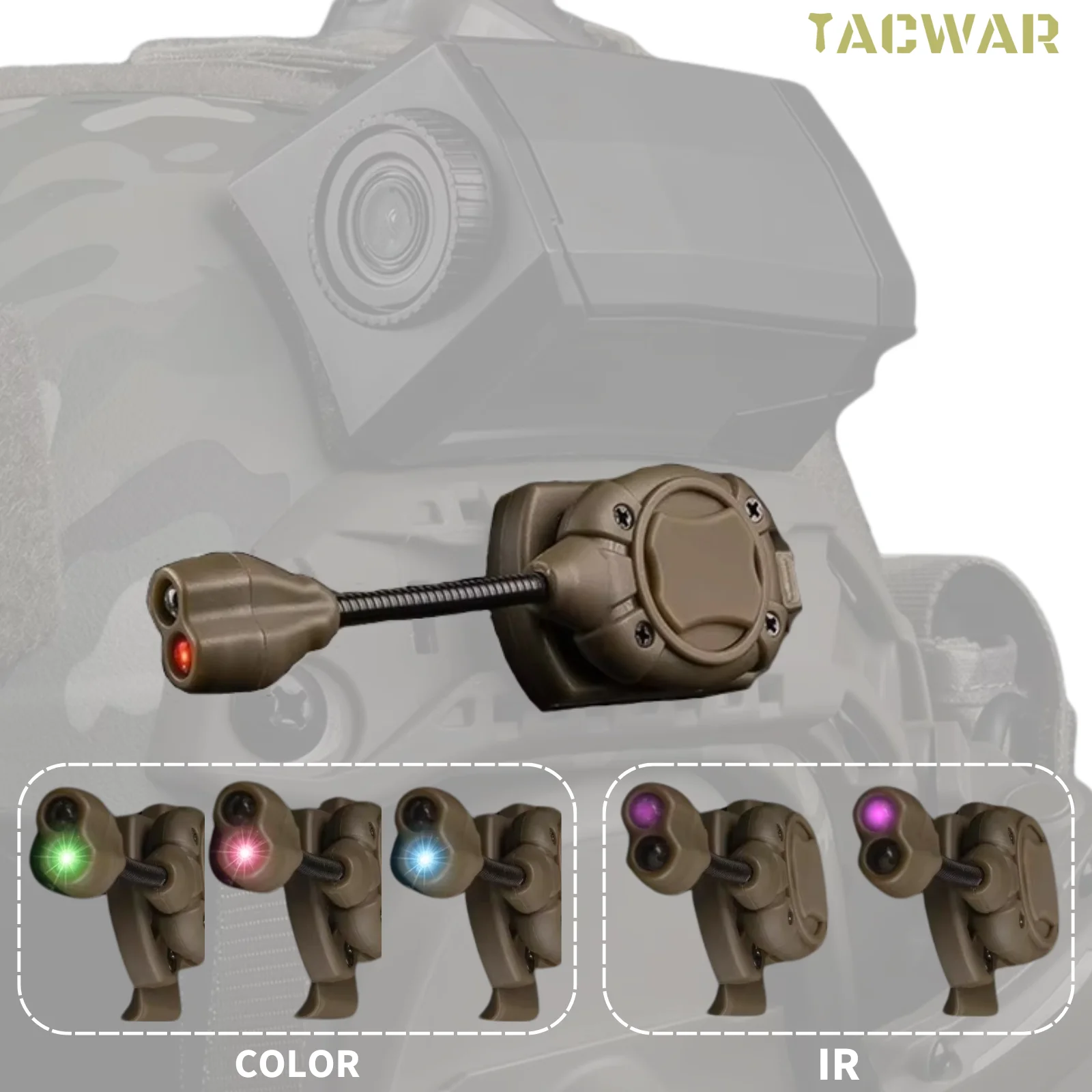 MPLS 3.0 RGB Helmet Light with IR for ARC Rail MICH Helmet, Tactical Helmet Light Flashlight Signal Light Hunting Airsoft