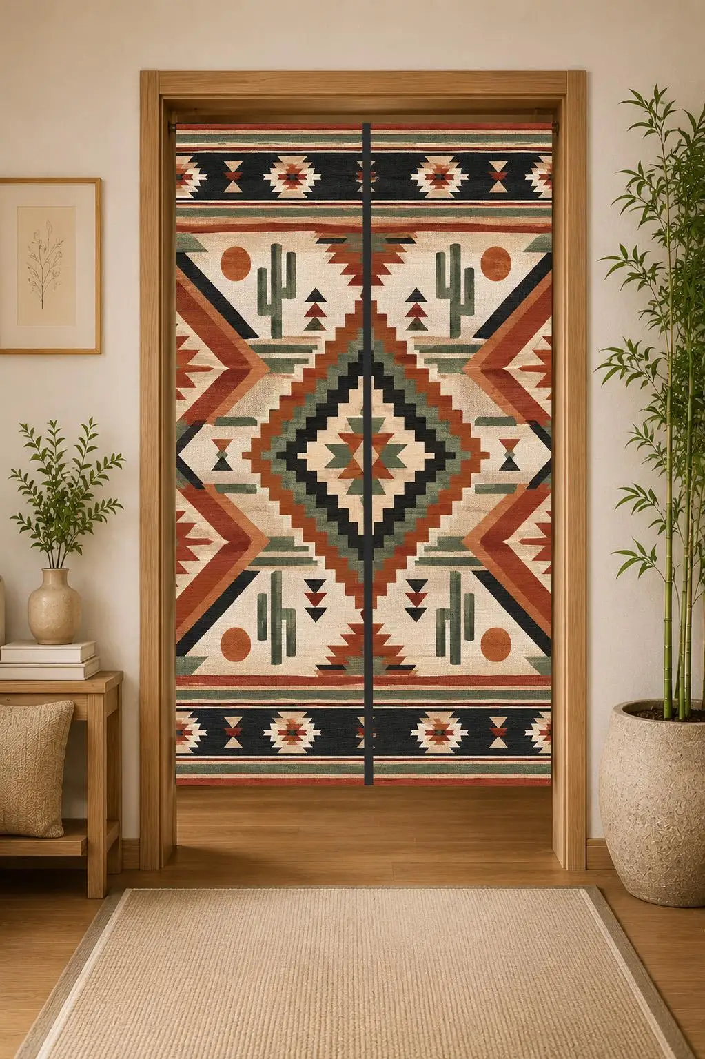 Bohemian Tribal Geometric Pattern Door Curtain Indoor Home Decor Tapestry for Boho Style Entrance
