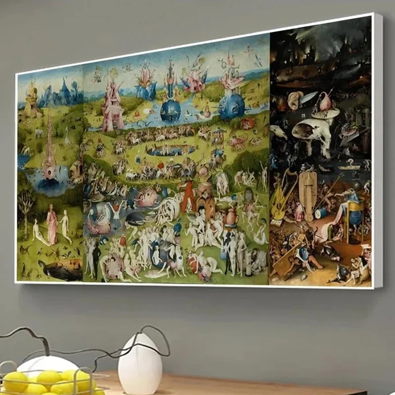 Pintura clásica famosa del jardín del delicia terrestre, póster, cuadro sobre lienzo para pared para sala de estar, imagen decorativa para el hogar