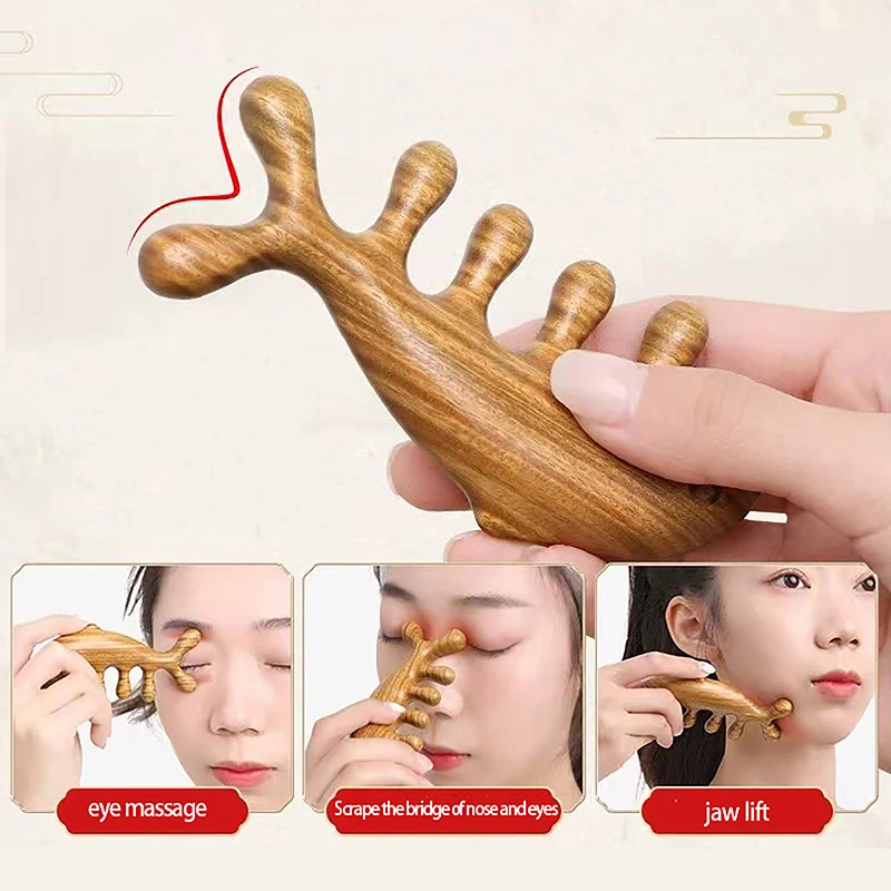 Body Meridian Massage Comb Sandalwood Wide Tooth Comb Acupuncture Therapy Blood Circulation Anti-static Smooth Hair