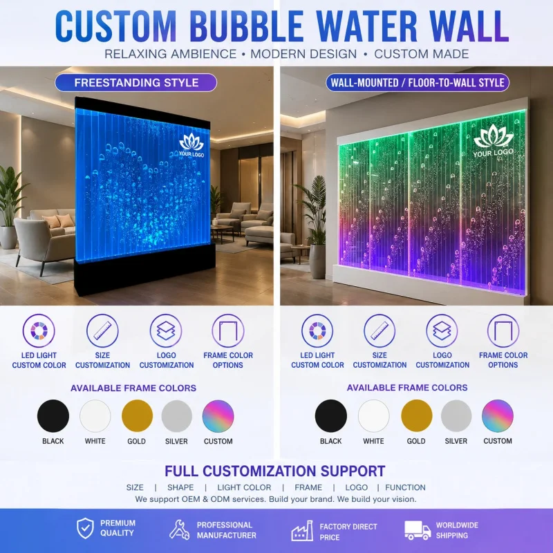 custom.Movable Acrylic Bubble Wall with LED Lights Screen & Room Divider European Style Office & Restaurant Decor