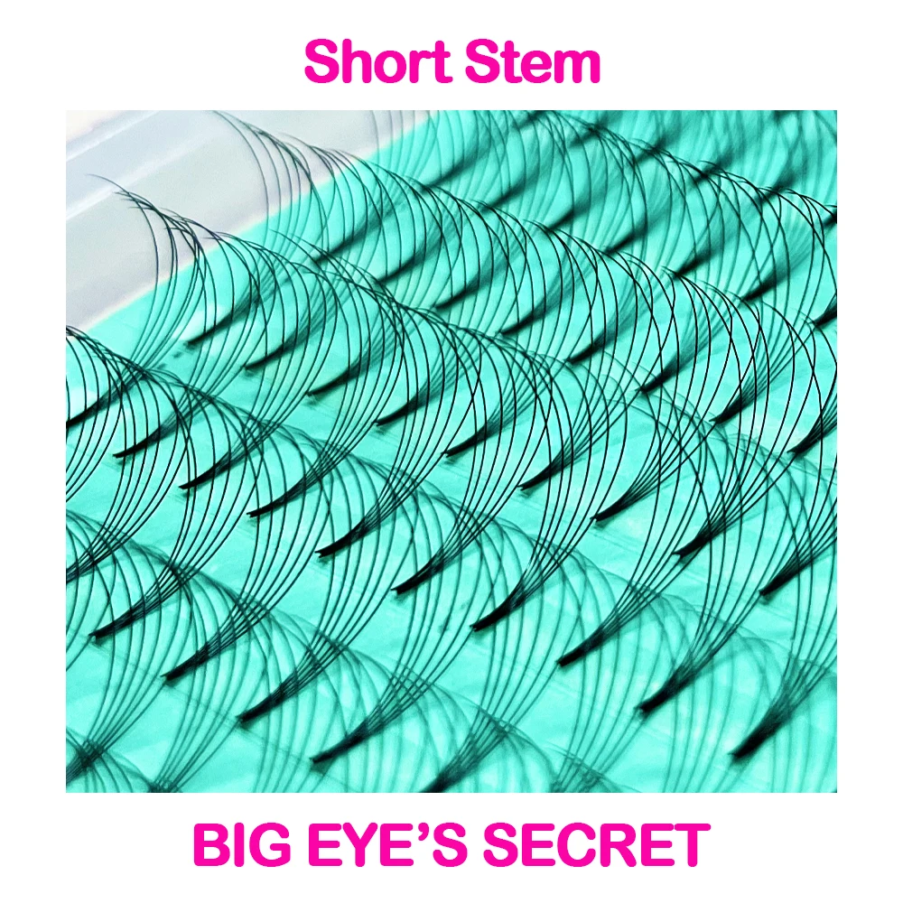 Big Eye's Secret Pre Fanned Volume Fans Short Stem Eyelash Extensions Silk Soft Premade Russian Fans Thin ROOT