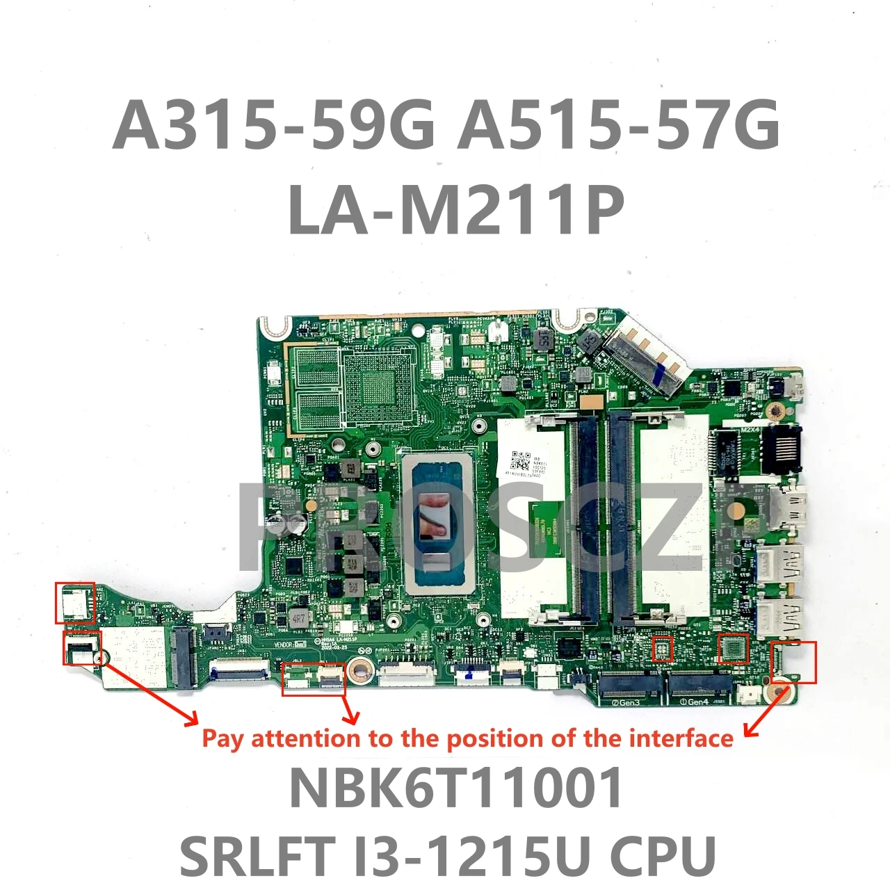 LA-M211P NBK6T11001 Haute Qualité Carte Mère Pour Acer A315-59G A515-57G Ordinateur Portable Carte Mère Avec I3-1215U / I5-1235U CPU 100% Testé