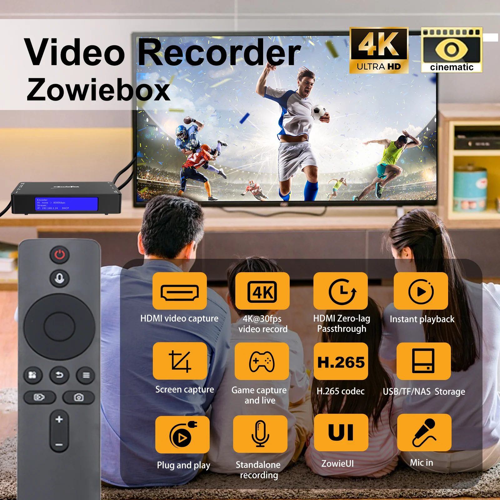 Grabador de vídeo HDMI 4K: DVR de captura HDMI con códec H.265/H.264, grabación de 4K a 30fps, paso y reproducción en TV, no requiere PC