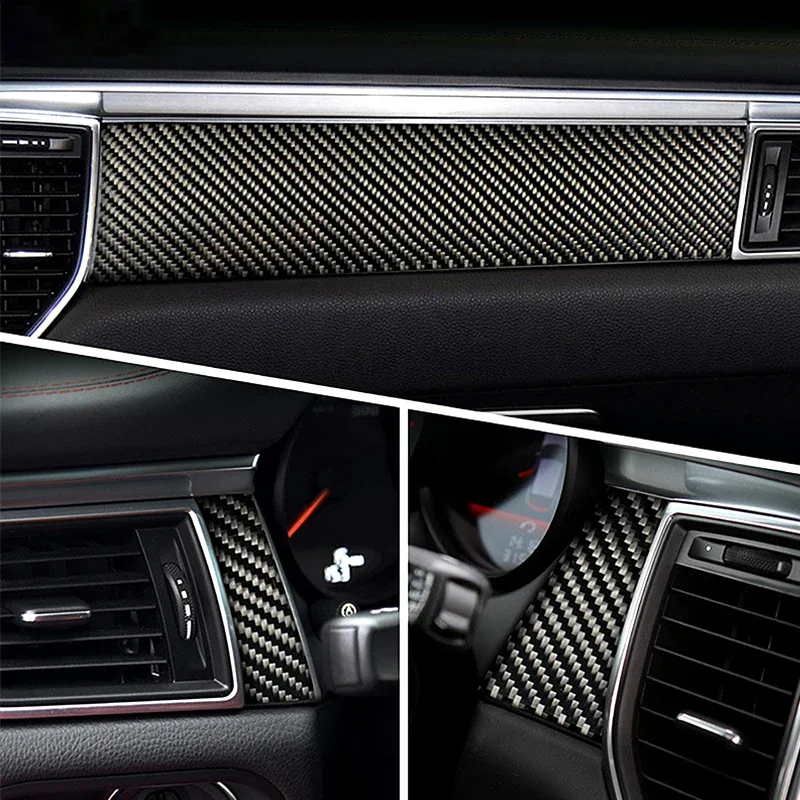 Car Accessories Center Console Dashboard Cover Decoration Air Vent Frame Trim Carbon Fiber Stickers For Porsche Macan 2014-2021