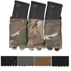 Tactical 5.56/7.62mm Lightweight Elastic Triple Mag Pouch Hunting CS Wargame Molle System Accessories Waist Bag Holster