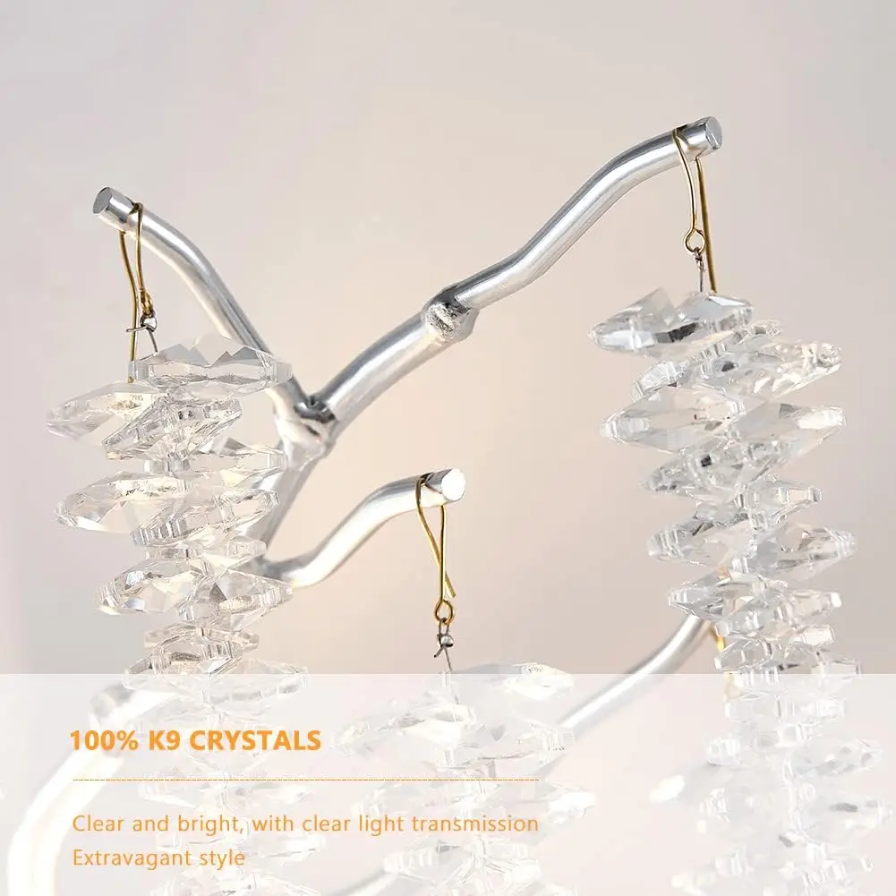 Imagem -05 - Round Crystal Ceiling Chandelier Silver Light Quarto Sala de Estar Jantar Cozinha Chrome k9