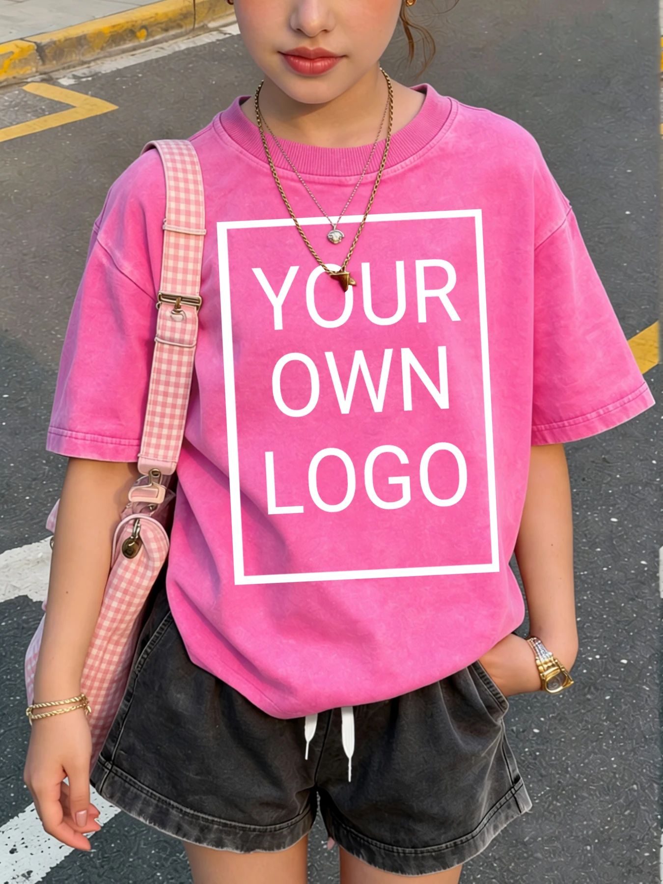 Custom Picture Logo Team Unisex Washed T-Shirt Women Summer Casual T Shirts Cotton Y2K Streetwear Loose Crewneck Short Sleeves