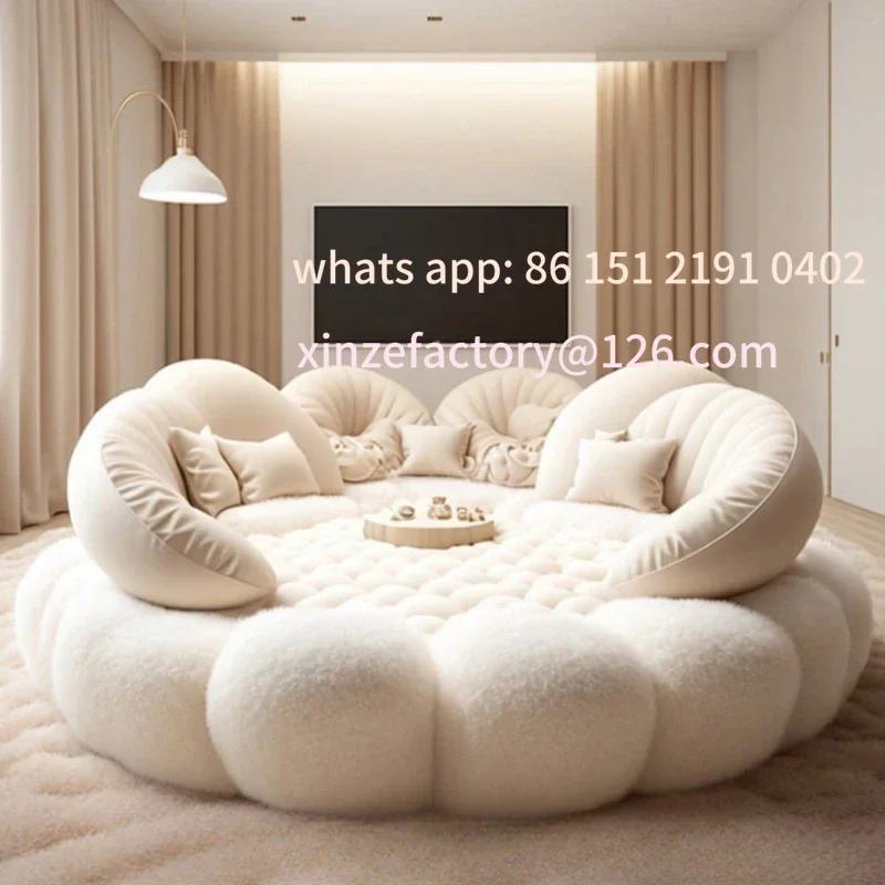 Customizable European Round Soft Bed Frame  Full Master Bedroom Hotel Create Bed King Size Fashionable Modern