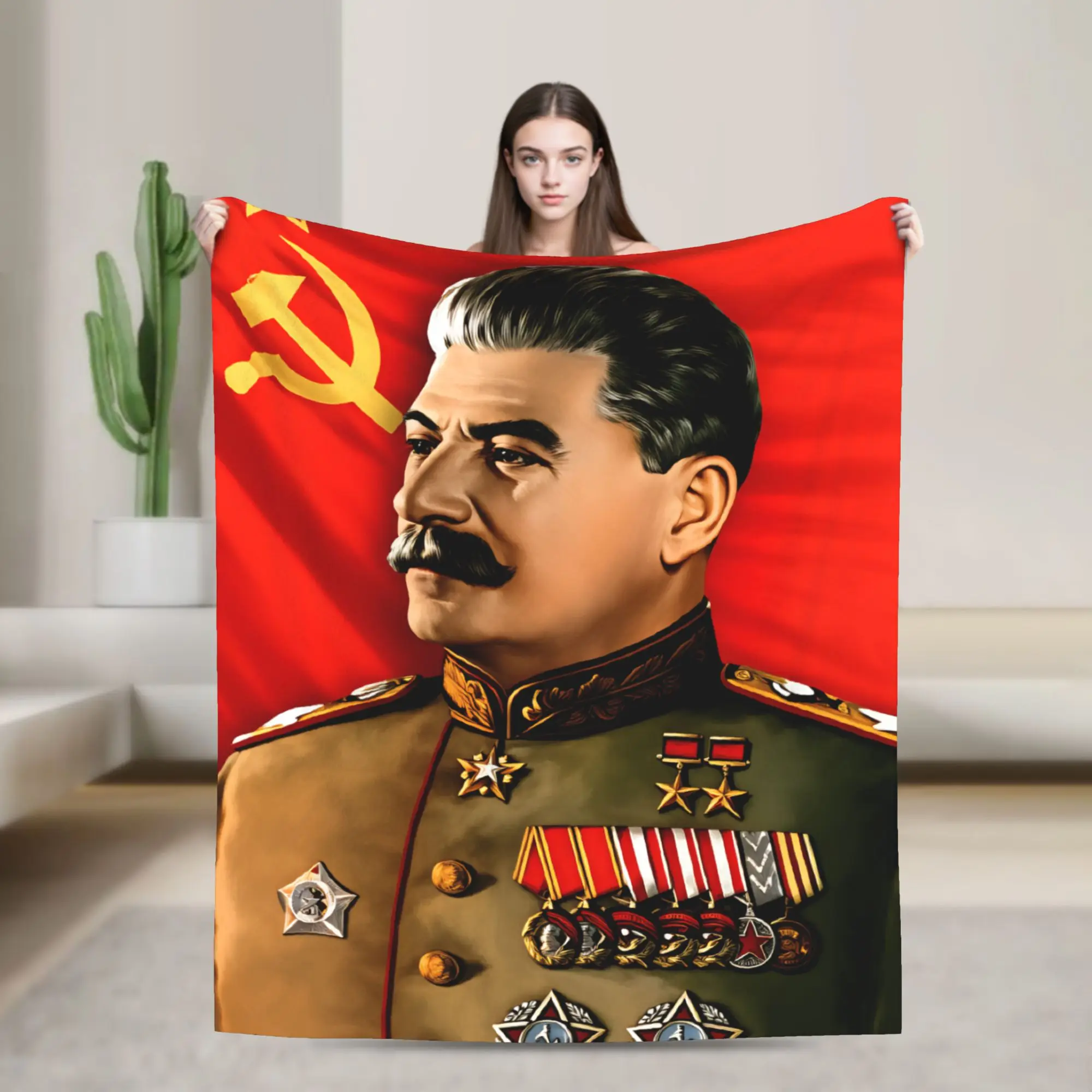 Lenin Joseph Stalin Super Warm Blankets  Kids Adult Plush Throw Blanket Funny Couch Chair Flannel Bedspread Sofa Bed Cover