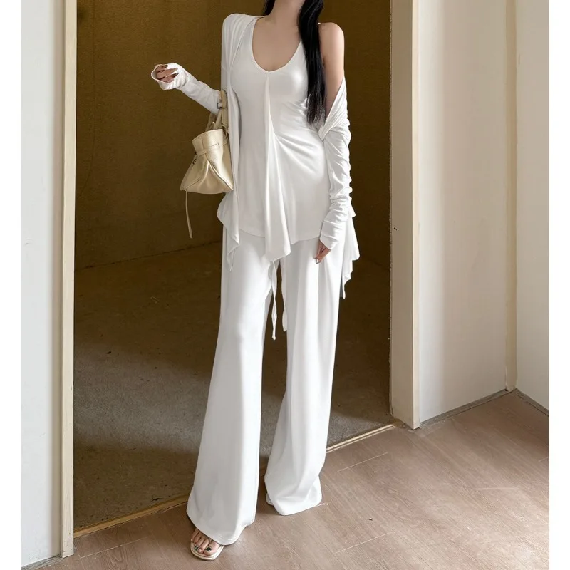 

2026 Spring and Summer Lazy V-neck Vest Straight Pants Set Elegant Trousers Set