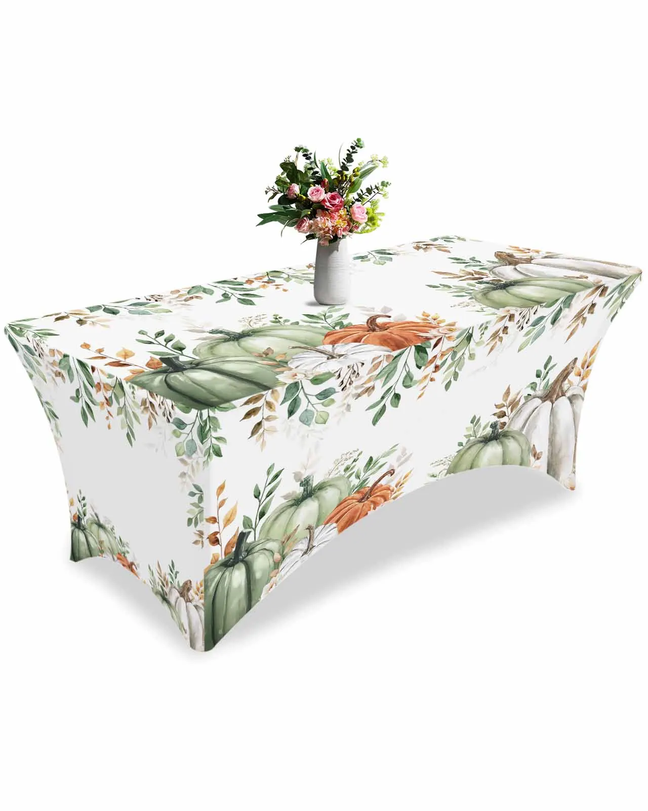 

Thanksgiving Autumn Eucalyptus High Stretch Tablecloth Wedding Party Decor Elastic Print Table Cover Outdoor Table Cloth