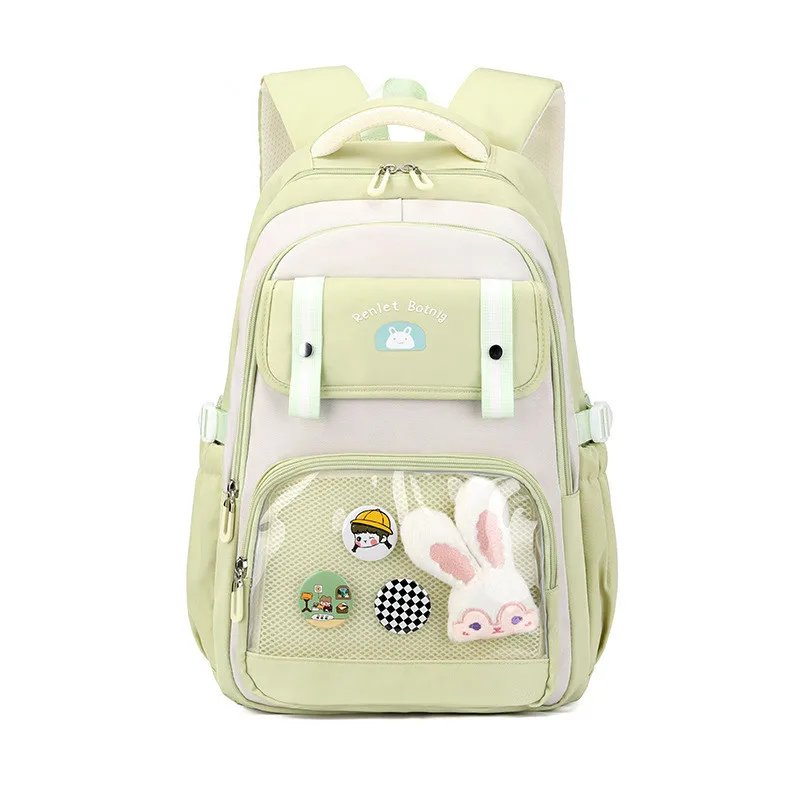 

2024 Cute cartoon rabbit primary school schoolbag 3-6 grade girls and boys cute schoolbags load reduction spine school backpack