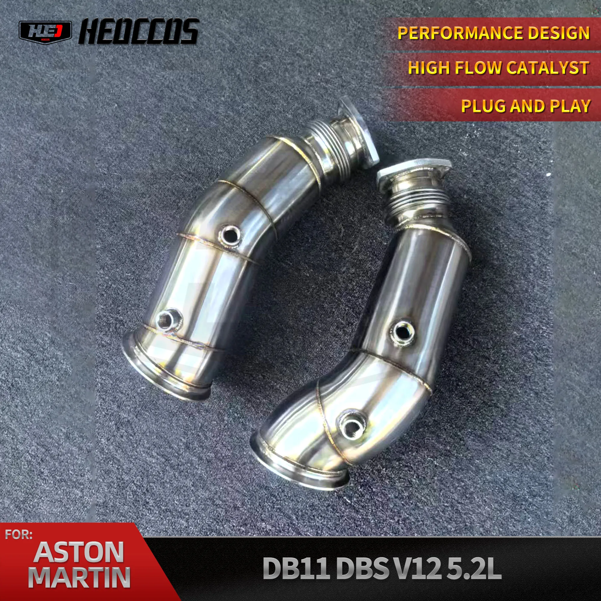 

HEO Downpipe Front Pipe for Aston Martin DB11/DBS Vantage V12 5.2L 2017-2024 Stainless Steel Exhaust Free Flow Pipe