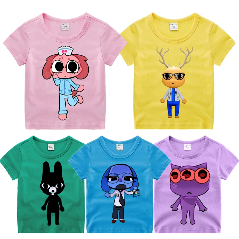 Animals Hospitals T-shirt Kids Anime Printing Tees Boys Girls Summer Kawaii Short Sleeve Tops Children Clothes Gift Hot sales