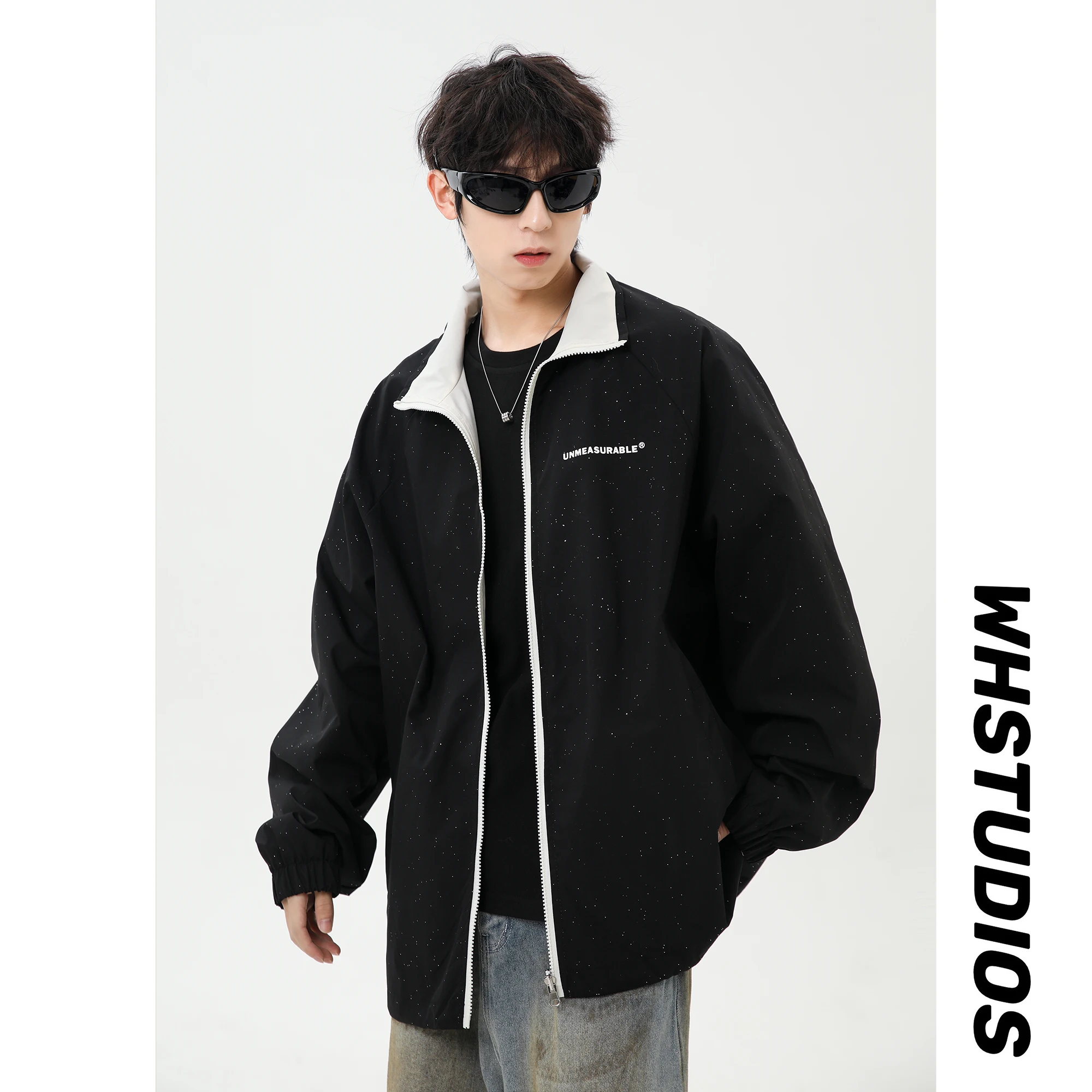 

Double-Sided Wear Striped Pilot Jaet Men's Spring Autumn Cleanfit High-End Feeling Baseball Sle Loose Fit Anti-Wrinkle Po...