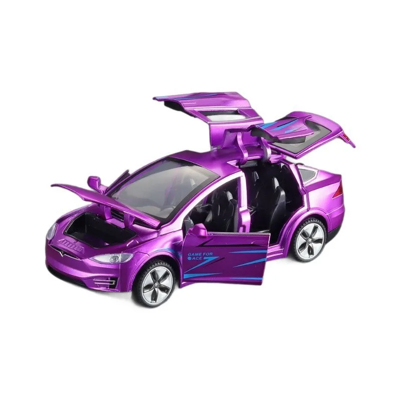 Schaal 1:32 Model X Y S Legering Model Auto Diecasts Metalen Speelgoed Stad Voertuigen Simulatie Geluid LED Licht Collectie Trek Auto