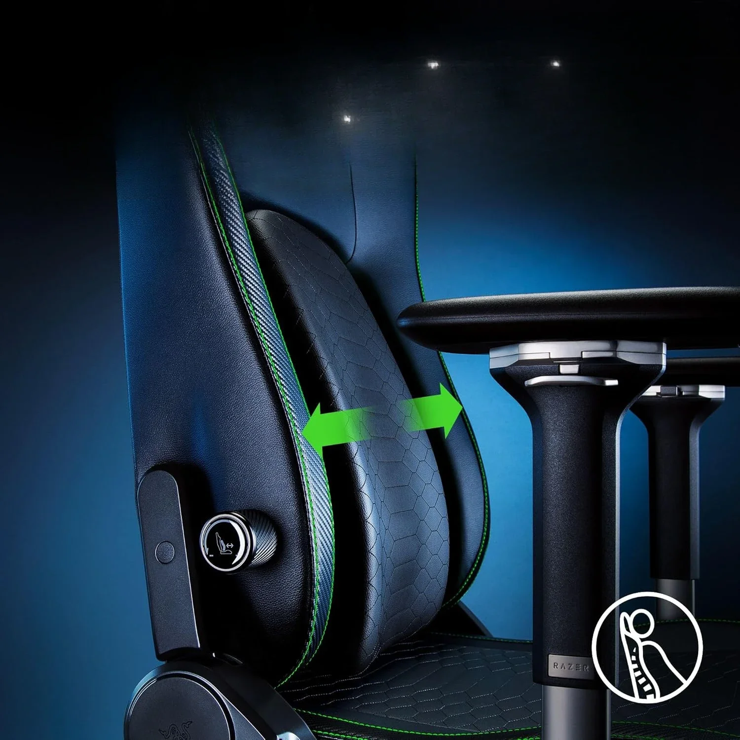 Gaming Chair: Adaptive Lumbar Support - Adjustable Lumbar Curve - High Density Foam Cushions - Reactive Seat Tilt