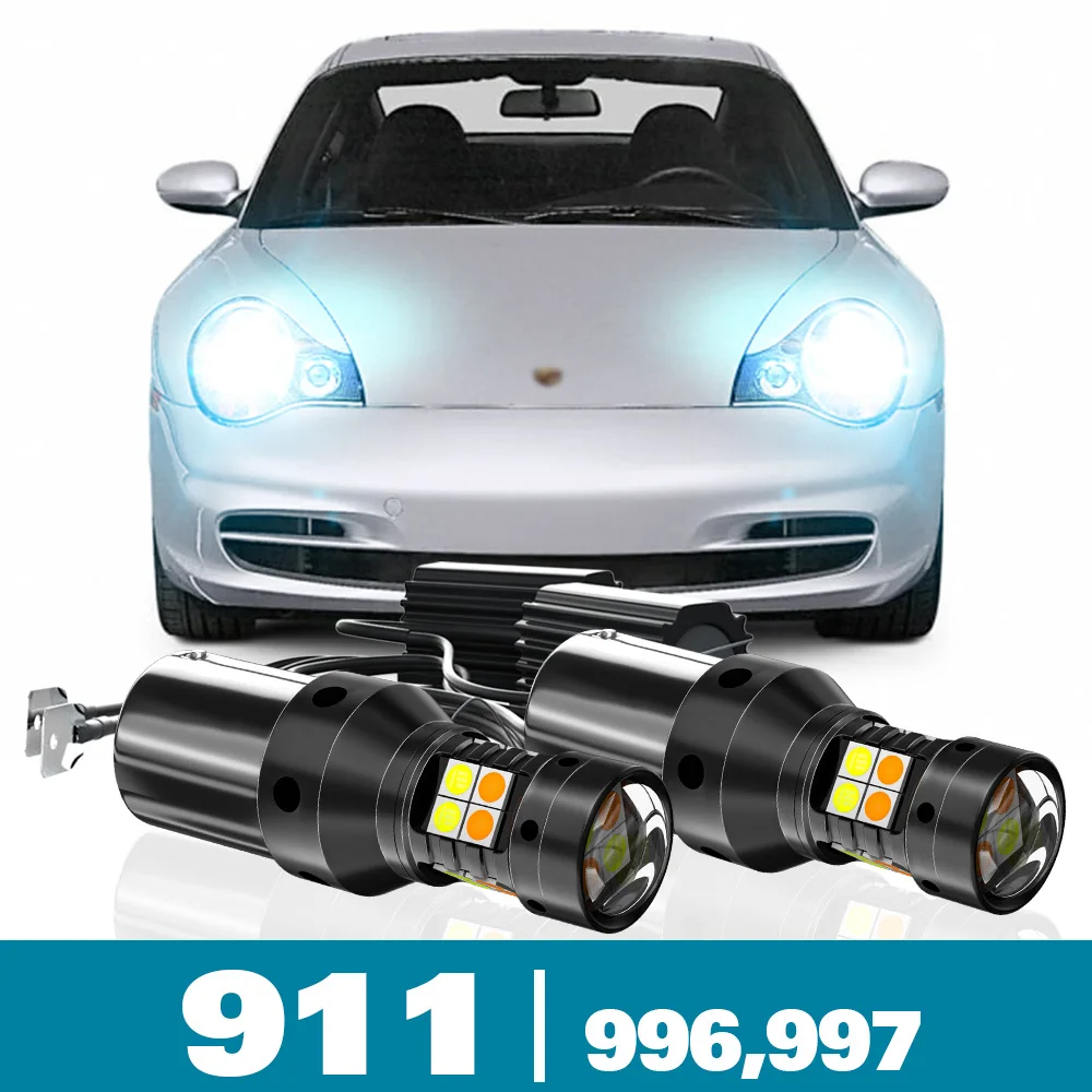 

2x LED Dual Mode Turn Signal+Daytime Running Light DRL For Porsche 911 (996,997) Accessories 1997-2008 2003 2004 2005 2006 2007