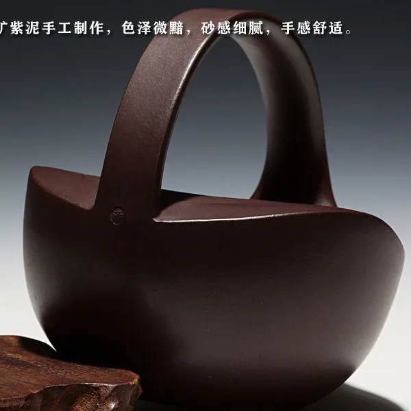Yixing Zisha By Master Wang Hongjuan Handmade Artistic Tea Ware Original Ore Old Purple Clay Tai Chi Teapot With Handle -
