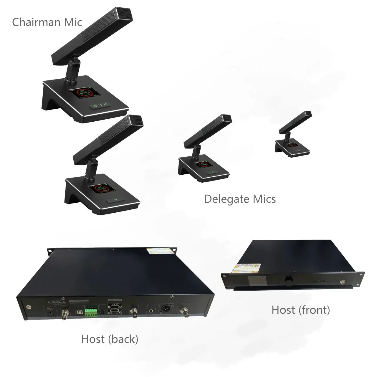 Tongveo Daisy-chain Goose Neck Mics with Mics Connected to Host Wireessly and Support Speaker Tracking and One-tap Mute All