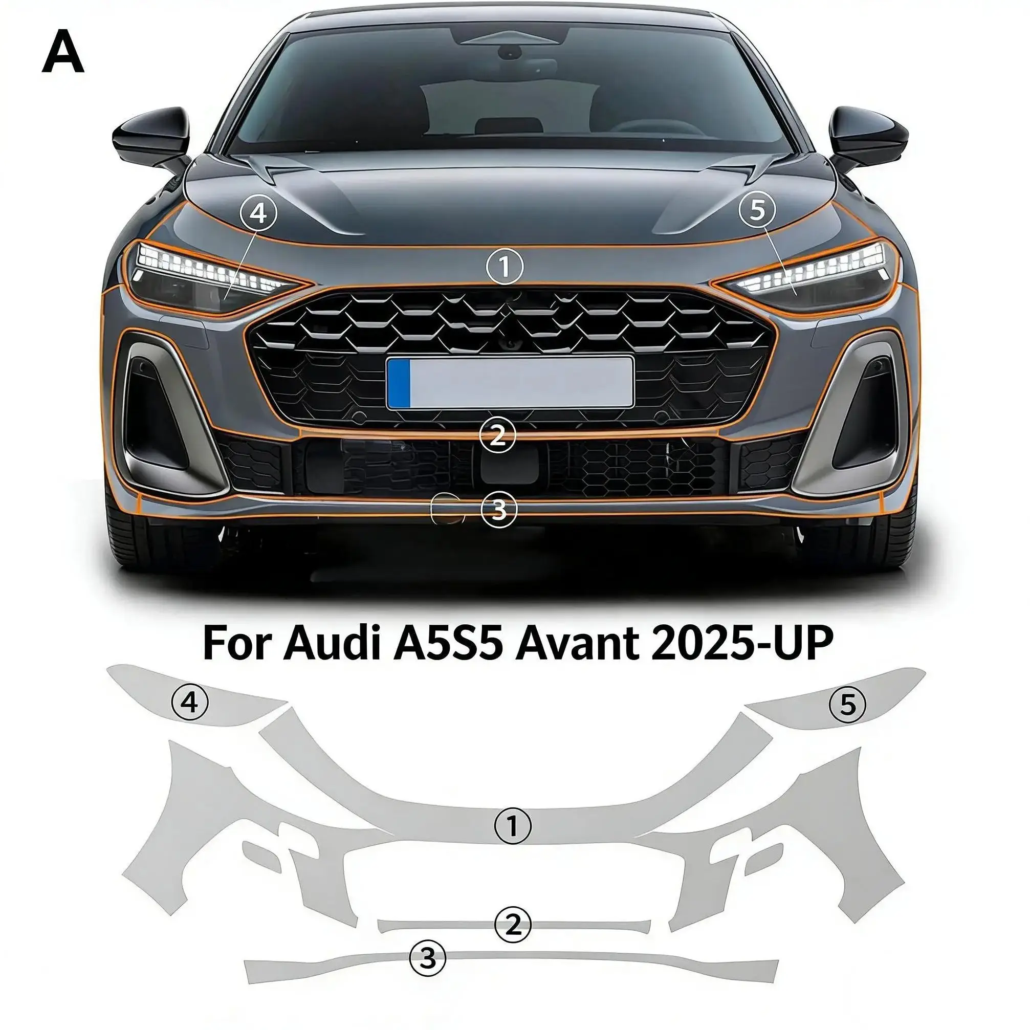 For Audi A5S5 Avant 2025-UP TPU Paint Protection Film Self-Healing Matte Clear Bra Pre-cut PPF Car Body Anti-Scratch Resistant