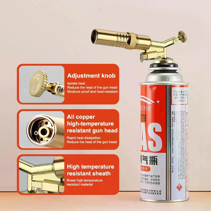 Portable Welding Gas Torch Flame Nozzle Butane Burner Outdoor Camp BBQ Lighter Flamethrower Kitchen Supplies Welding Equipment