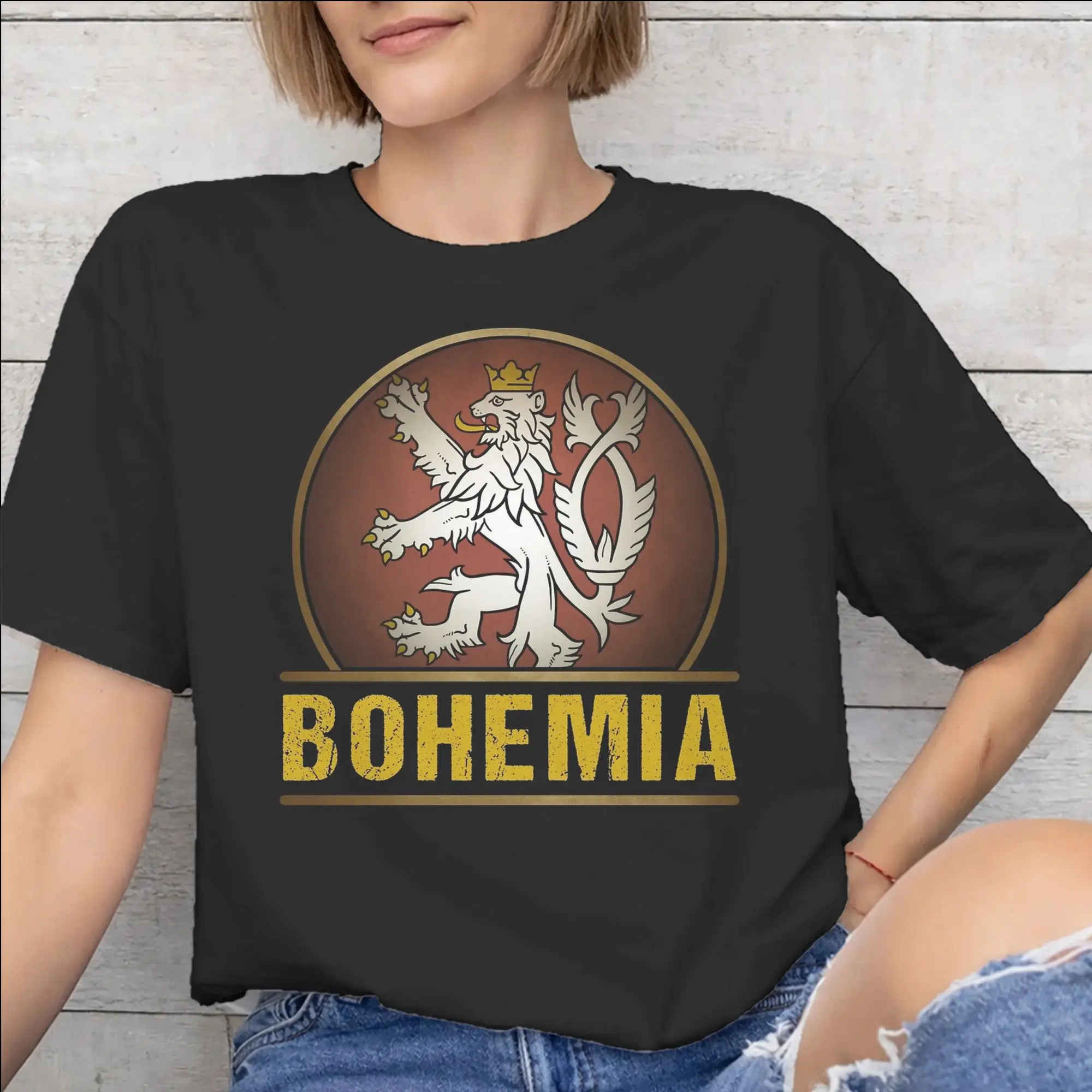 Czech Republic Coat of Arms Tee Shirt for Men Women Graphic Print T Shirts  100% Cotton Clothes