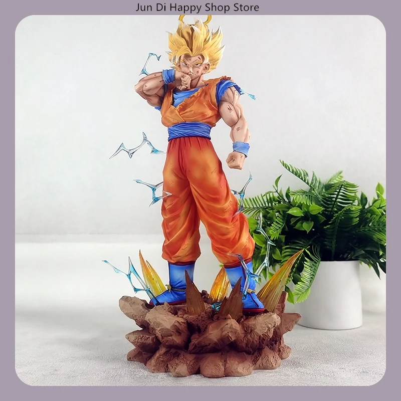 34 cm Dragon Ball Super Saiyan 2 Goku Battle Break Staande Pose Anime Figuur Model Standbeeld Collectie Desktop Decoratie Ornament