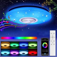 36W LED Ceiling Light with Bluetooth Speaker, Dimmable by Remote Control and APP Control, LED Ceiling Lamp with RGB Color Change