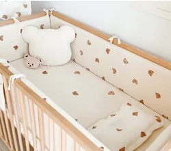 Baby Crib Fence Set Bear Embroidery Baby Crib Bumper Children's Cot Bumper Qualited Cotton Baby Bed Protection Bumper Baby Crib