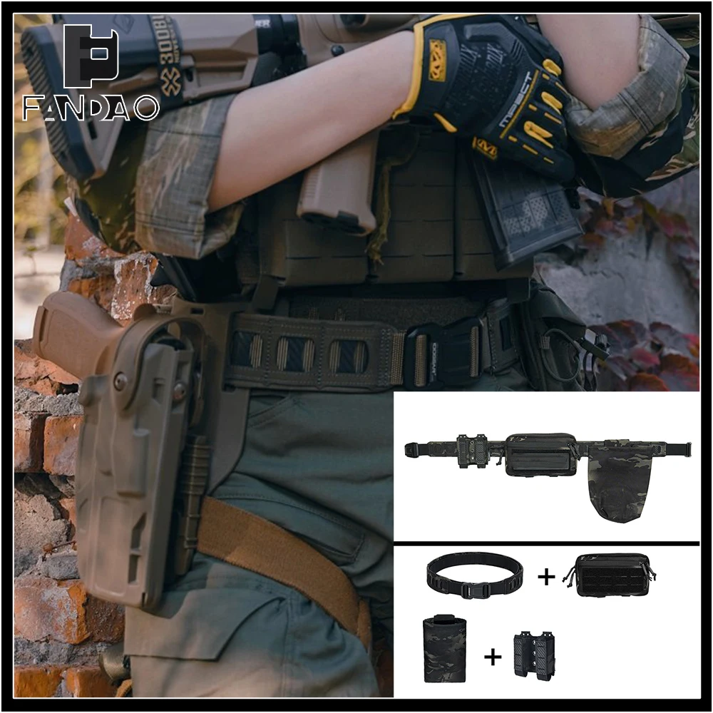 

Тактический набор ремней Molle для страйкбола: съемный поясной ремень, комбинированный комплект с подсумком для магазинов и универсальной сумкой для охоты и стрельбы